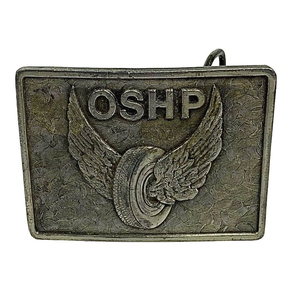 Vintage Belt Buckle Ohio State Police Trooper Highway Patrol 1976 Wings